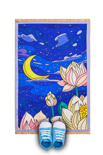 Bursa İpek Saks Night Velvet Children's Prayer Mat and Play Mat