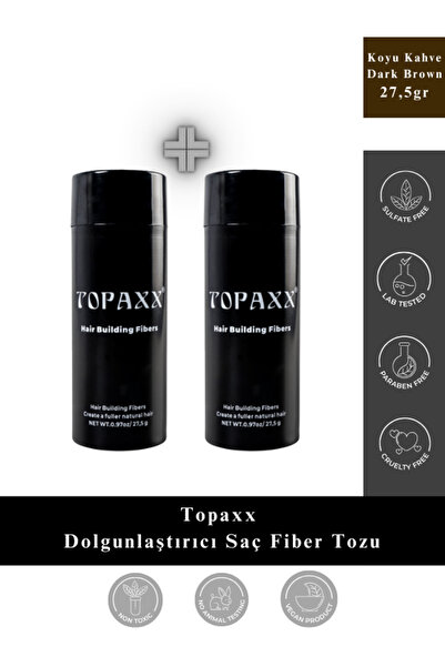 Topaxx 2 Adet Koyu Kahve Saç Fiber Topik Tozu 27,5 Gr
