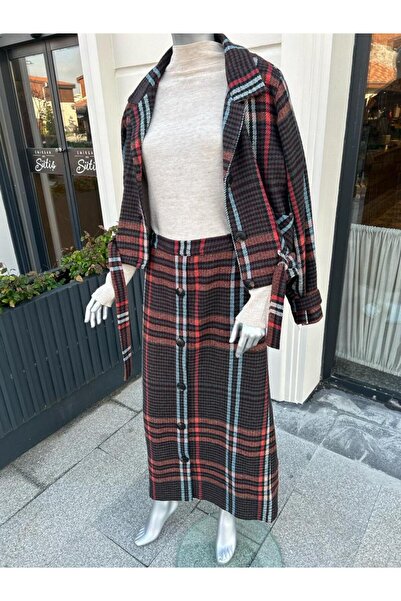 sares Plus Size Plaid Stamp Skirt
