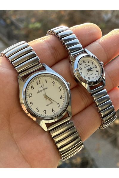 Show Time STAINLESS STEEL WOMEN'S/MALE PAIRS WRISTWATCH
