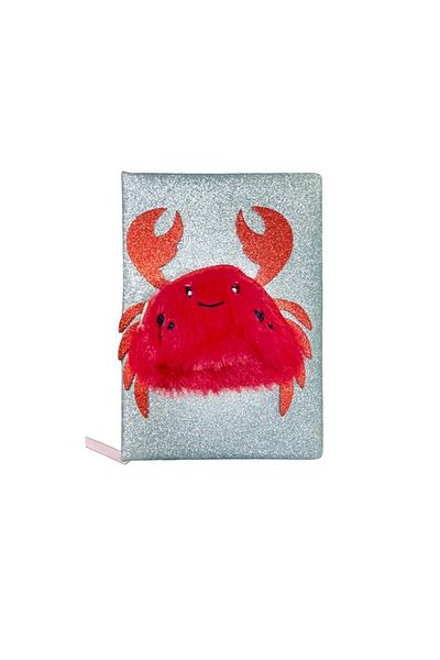 Pyrus A5 Hard Cover Plush Crab Zippered Pocketed Lined Notebook