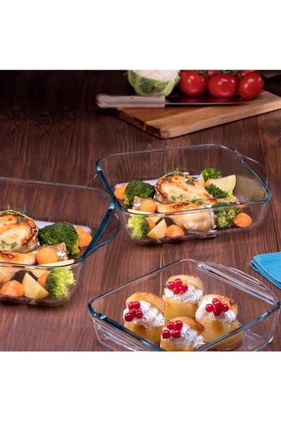 Paşabahçe square pyrex baking tray - 3 piece pyrex set