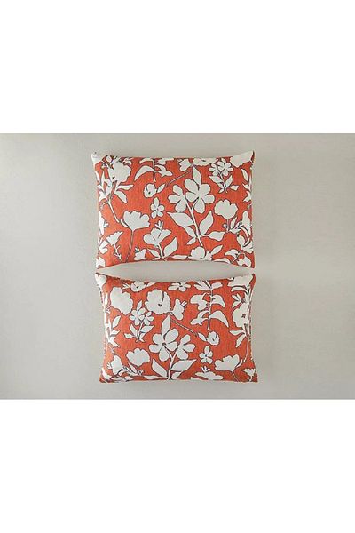 English Home Grandiflora Digital Printed Μαλακή Βαμβακερή Μαξιλαροθήκη 2 τεμαχίων 50x70 Terracotta