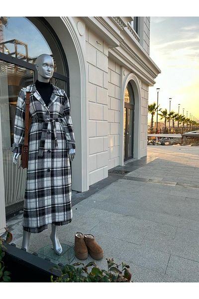 sares Plus Size Plaid Stamp Coat