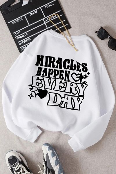 FULL TOLERANCE MIRACLES PRINTED UNISEX WHITE SWEATSHIRT