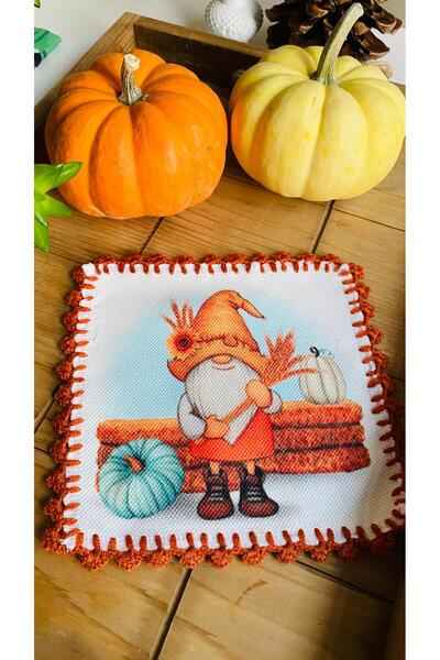 Runner Supla Home 2 adet dekoratif kabak adam desenli kokteyl kahve yanı sunu...