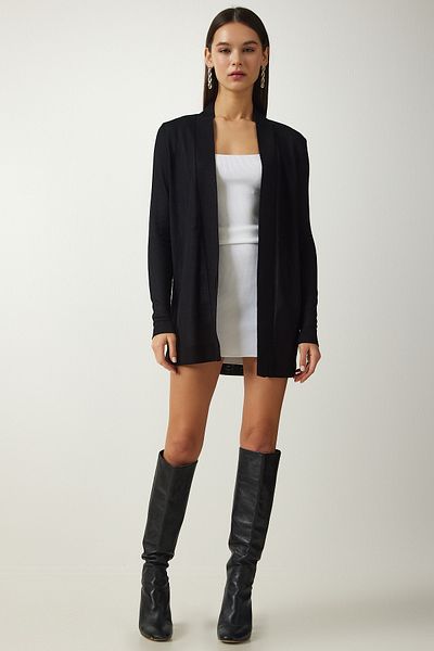 Happiness İstanbul Dámská černá oversize pletená bunda Cardigan UB00209