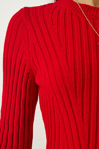 Happiness İstanbul Rochie roșie de tricot A-Line pentru femei MT00146