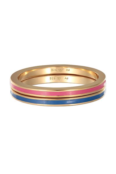 ELLI Bandring inel din argint 925 - Set de bază Emaille 2er