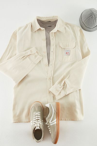 Trendyol Collection Stone 100% Cotton Relaxed Fit Label Detailed Single Pocket Gabardine Textured Shirt Jacket Tmnaw24Go00061