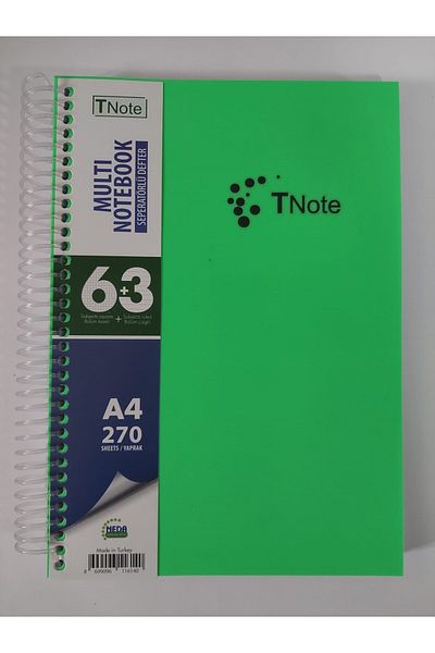 Tigra Ti̇gra Tnote 6+3 Compartment A4 Spiral Notebook 270 Pages