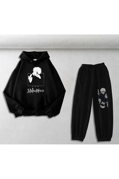 Touz Moda Σετ φούτερ και φούτερ με κουκούλα με στάμπα Jujutsu Kaisen Unisex