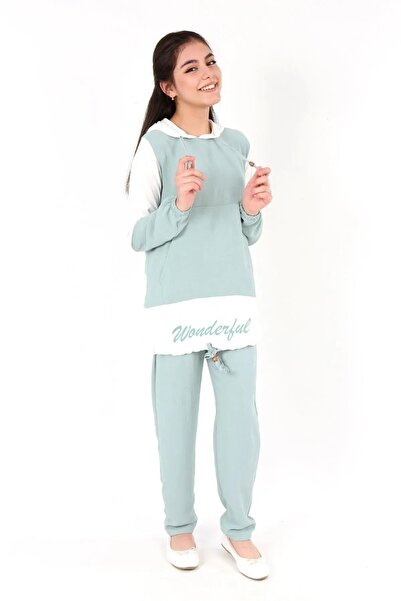 Wild Flower طقم تونيك بناتي من قماش Airobin مزود بغطاء للرأس وجيب الكنغر وأكم...