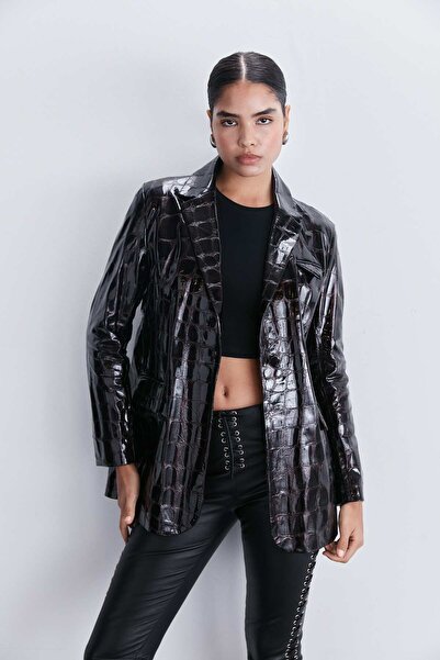 İLKNUR DİK LEATHER DARLA DERİ BLAZER CEKET