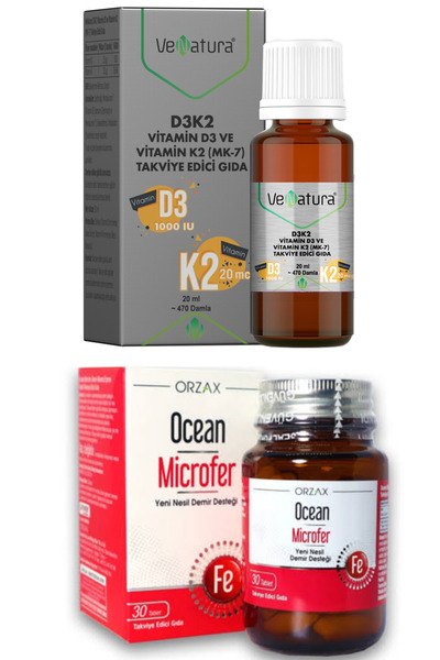 Ocean Venatura D3K2(Menakuinon 7) Damla 20 ml-Ocean Microfer Demir Takviyesi ...