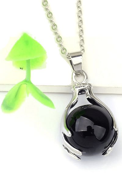Tesbih Atölyesi Certified Hand Claw Model Real Obsidian Stone Necklace