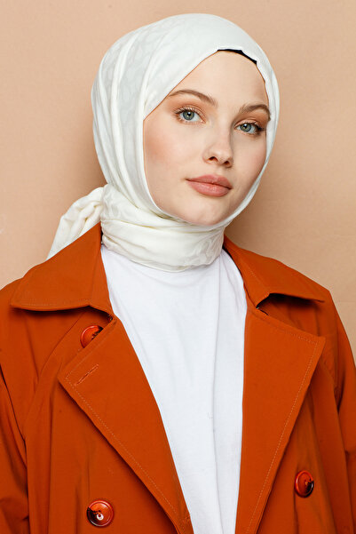 VALORSCARF Valor bloom desen ipek jakar şal inci beyazı