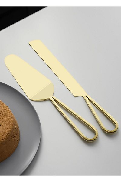 The Mia Stillo Gold 2 Piece Cake Serving Set Ckb186