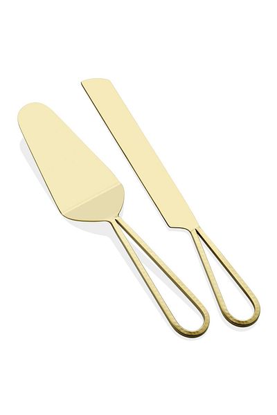 The Mia Stillo Gold 2 Piece Cake Serving Set Ckb186