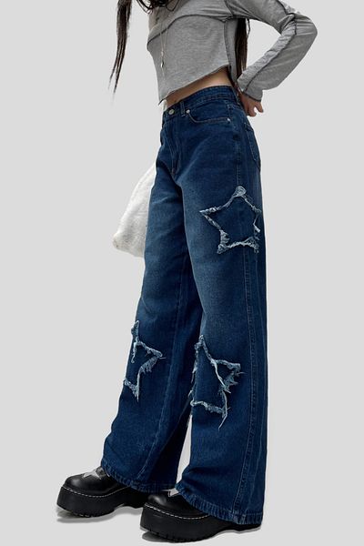 DEEFWEAR Blugi Mingalondon Wide Leg - Star Detail