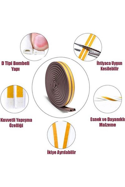 yunuskayatek Door Window Tape Wick Adhesive Cold Insulation Tape 3x2=6 Meters (Brown) Ideal for 1 Door