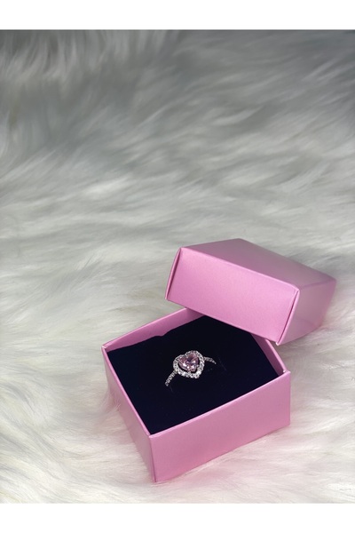 BORENO خاتم قلب من الفولاذ باللون الوردي