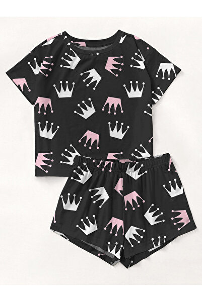 PEMBİŞ HOMEWEAR Σετ πιτζάμες με κοντό μανίκι PinkWhite Queen Supersoft Basic ...