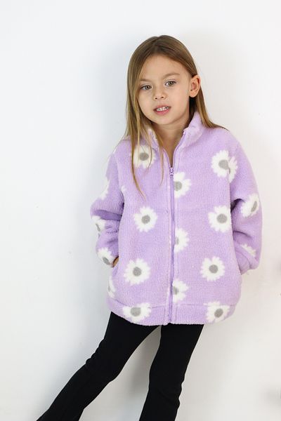 Harika KIDS Girl's Plush Fabric Zippered Thick Coat