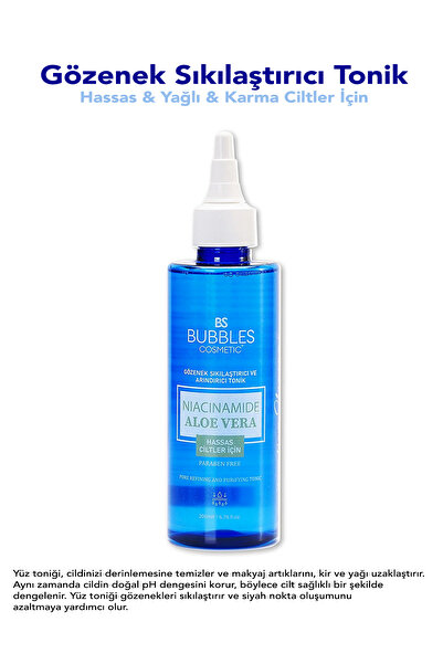 bs bubbles cosmetic Yüz Temizleme Jeli Ve Gözenek Sıkılaştırıcı Tonik (HASSAS CİLT) Set 2x 200ml