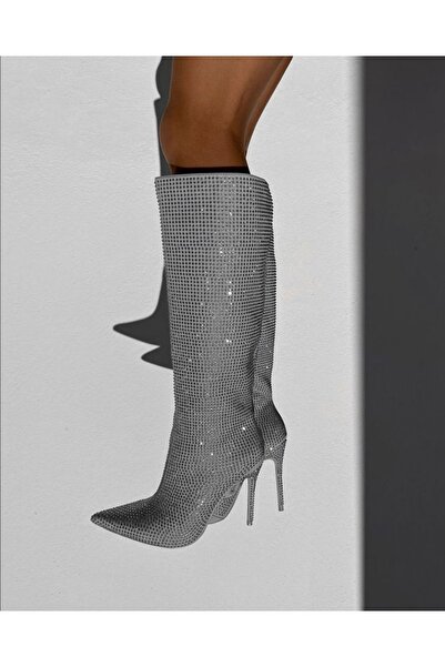 Gİ LUXURY BOUTİQUE Kadın Siyah Taşlı Topuklu Ayakkabı