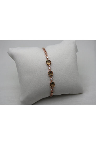 EZİLA SİLVER ZULTANİT ÜÇ TAŞLI ROSE RODYUMLU GÜMÜŞ BİLEKLİK