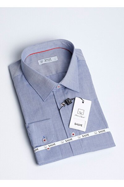 Erkek %100 Pamuk Slim Fit Mini Oxford Mavi Gömlek 22118