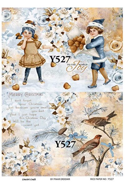 LİNEART ورق ديكوباج نحاسي بنمط رأس السنة الجديدة رقم: SUMMER527 - 29X42 سم