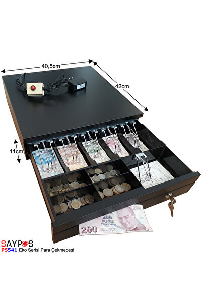 SAYPOS Slip Gözlü Kolay Açma Butonlu Yazarkasa Para Çekmecesi 5 Banknot Bölmeli 40,5x42x11cm