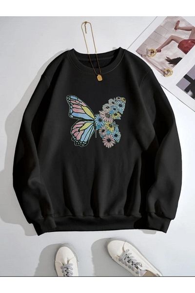 Serays moda Зимен суичър за момиче с щампа на пеперуди
