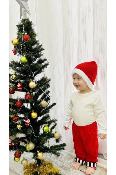 Genel Markalar Çocuk Noel Şapkası - Çocuk Boy- Yılbaşı Şapkası - Polar Yıl Başı Şapkası - Noel Baba Şapkası