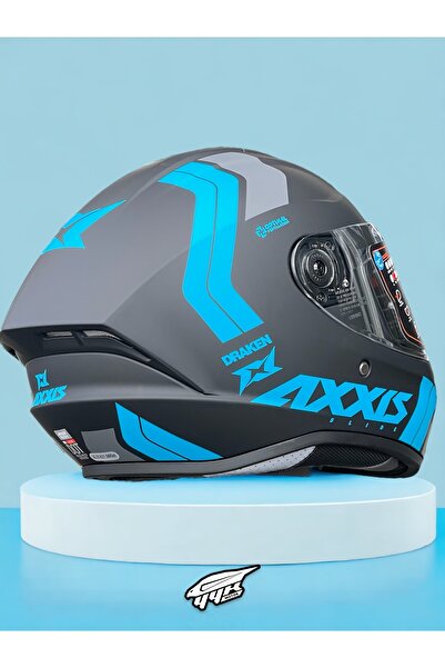 AXXIS Draken Glacial. ''2 Vizörlü'' + ''Sticker'' Hediyeli, Mat Motosiklet Kapalı Kask