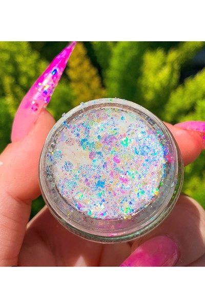 hbtasarim جل لامع لامع للوجه والجسم باللون الأبيض اللامع