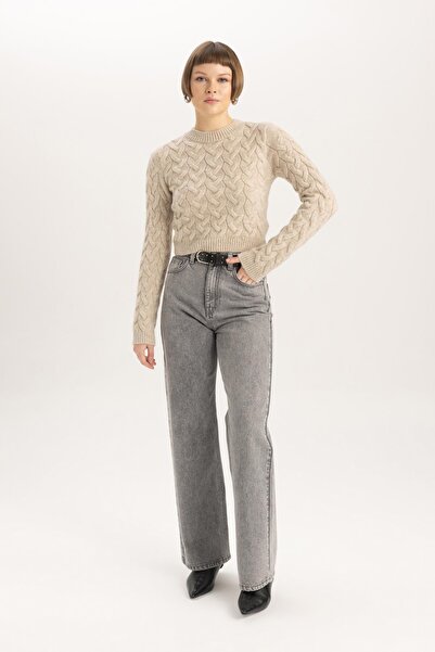 DeFacto Pulover de tricotaj Crop Crew Neck C2557ax23cw