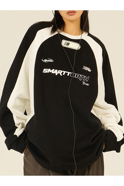 Köstebek Унисекс суитшърт с щампа Smarttooth - бяла райета, дълъг ръкав