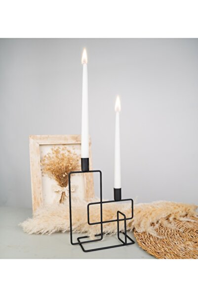 NTC METAL Q Art Şamdan & Mumluk - Siyah 2'li Dekorasyon & Hediyelik Sunumluk ...