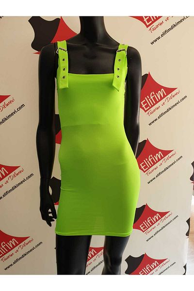 serpildinc Design Neon Green Mini Dress