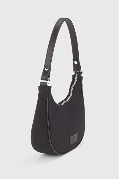 Housebags Women's Black Canvas Half Moon Handbag 242