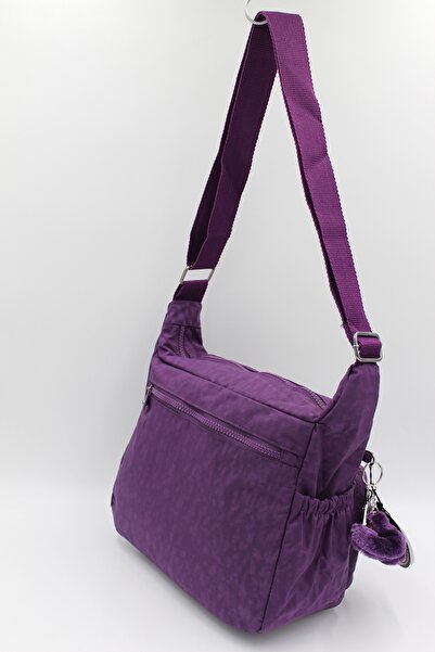 Bevitton Geantă de umăr încrucișată pentru femei din țesătură mov deschis cu 8 compartimente 4120 negru