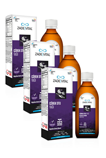 Zade Vital Çörek Otu Yağı Nigella Sativa (3 Kutu x 150 ml) Sıvı Cam Şişe