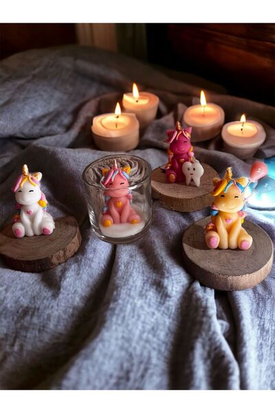 hobidünyam- Unicorn kokulu hediyelik mum (DOĞUM GÜNÜ, baby shower, YENİ DOĞAN...