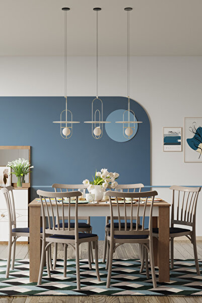 SANDALİE Alvin Sabit 6 Kişilik Salon&Mutfak Masa Takımı - Atlantik Çam