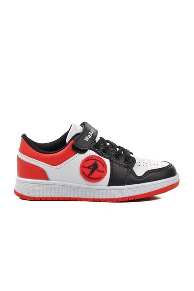 WALKWAY Sloga-F Black-White-Red Velcro Children's Sneakers