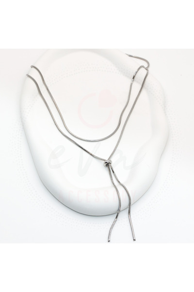 Eve Accessory Burgu Zincir 60cm Gri Çelik Kolye