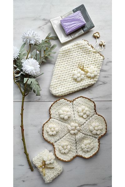 mbmh made by may hand Hand Knitted Bath Washcloth Dowry Washcloth Madebymayhand
